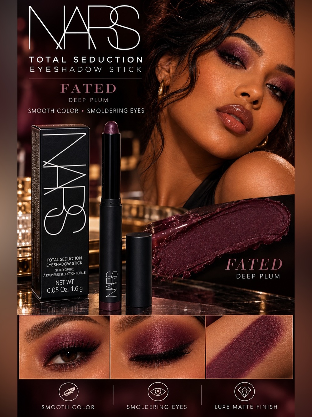 NARS Total Seduction Eyeshadow Stick — Fated Deep Plum (N)